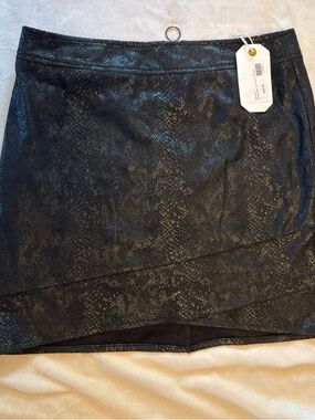 Love Riche Black Shimmery Snake-Print Mini Skirt